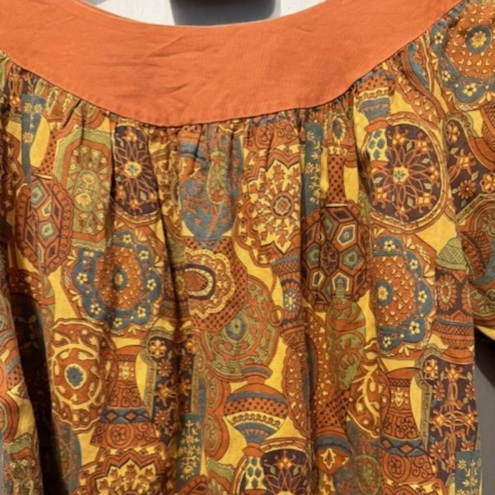 Vintage 70’s Boho paisley African print A-line swing Mini Dress - Picture 9 of 16
